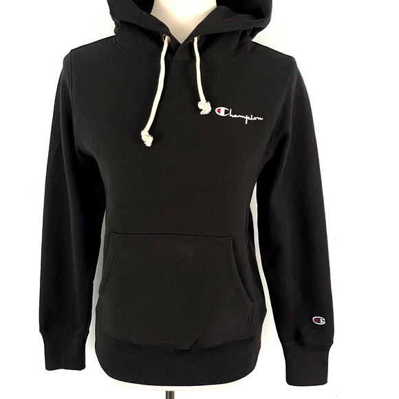 Champion Women's XS Reverse Weave Heavyweight Hoodie Sweatshirt Black - Picture 4 of 11